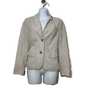 Gap Blazer Seersucker‎ Stripe Academic Preppy Nautical Coastal Women's 6
